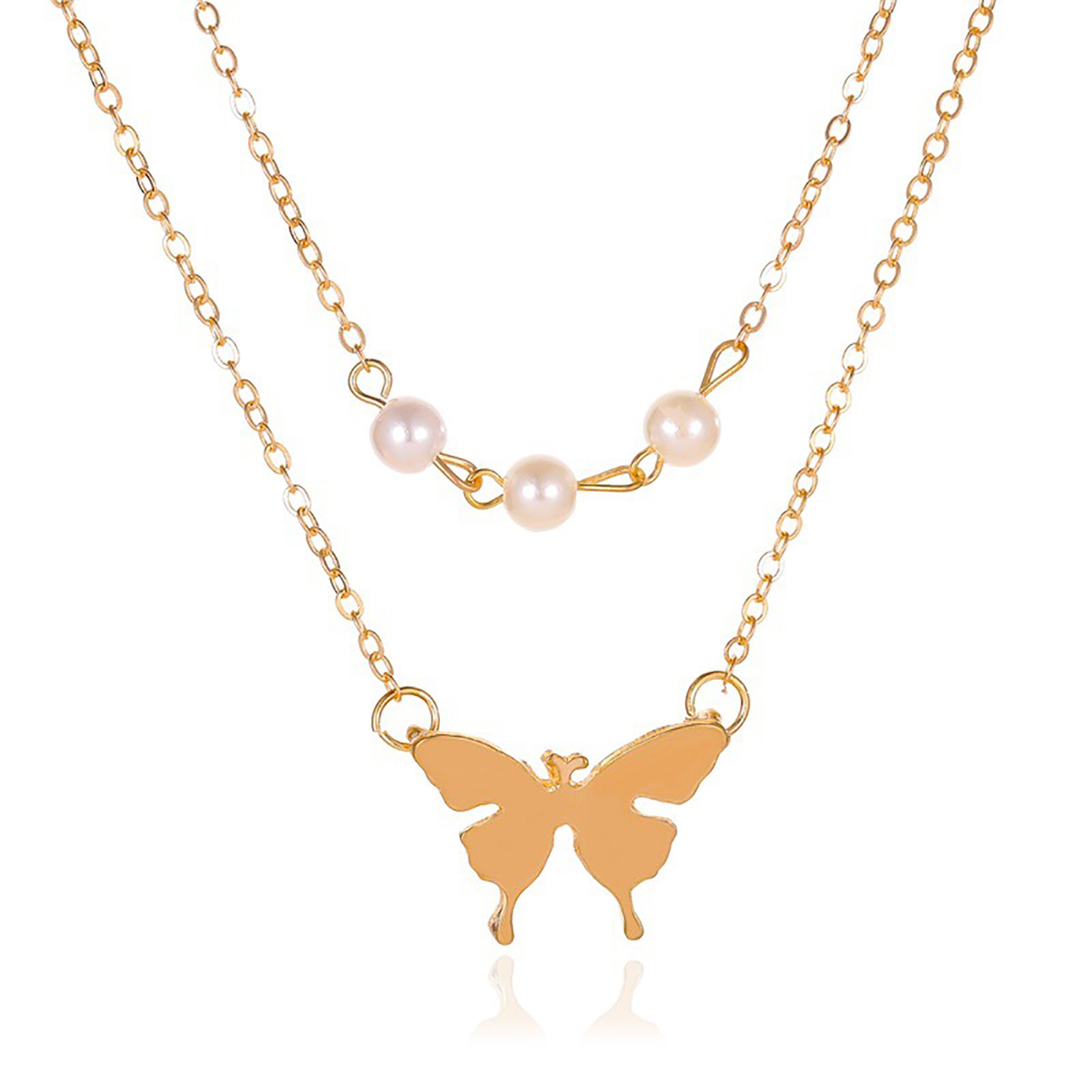 Choker Neckle Double Layered Butterflies Pendant Double Layered Neckle