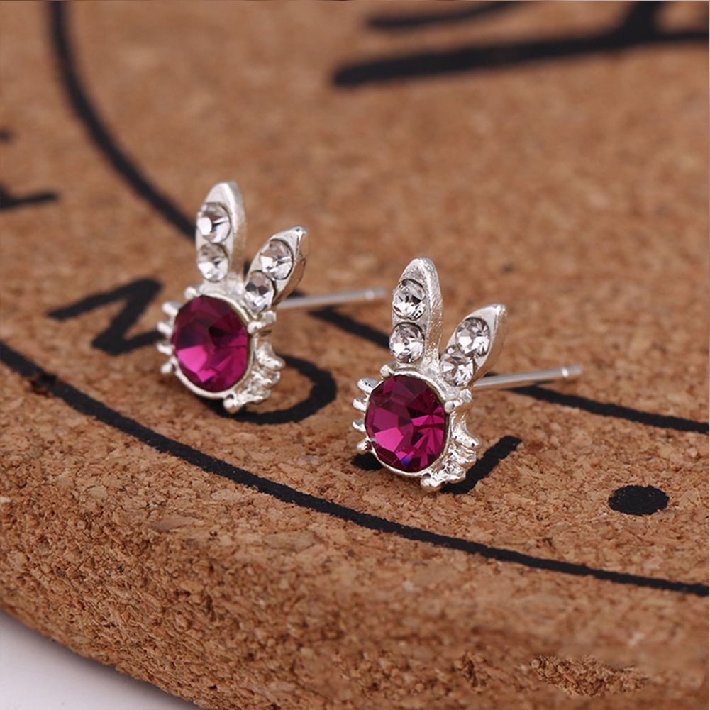 Yfashion 1 Pair Earrings Pearl Crystal Stud Heart Star Rhombus Water Drop Small Jewelry Earrings color