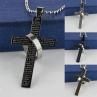 Men Stainless Steel Prayer Cross Ring Pendant Ball Chain Punk Neckle Jewelry