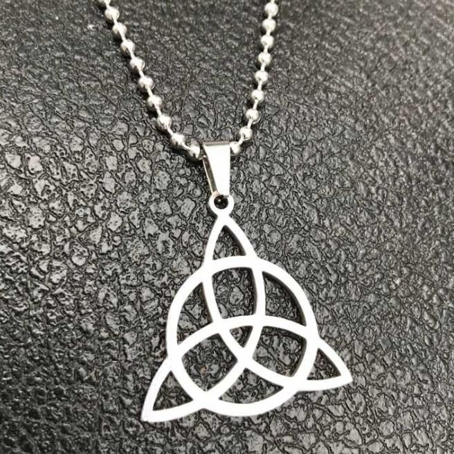 DXJEL Triangle Viking Runes Jewelry Knots Necklaces & Pendants Triquetra Silver Color Stainless Steel Men christmas gift 2018(null)