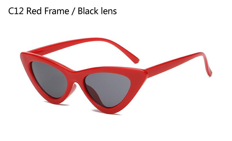 red F black lensCat Eye Sunglasses Women Vintage Brand Designer Small Sun Glasses Candy Colors Mirror Gradient Lens Retro Cateye Sunglass UV400