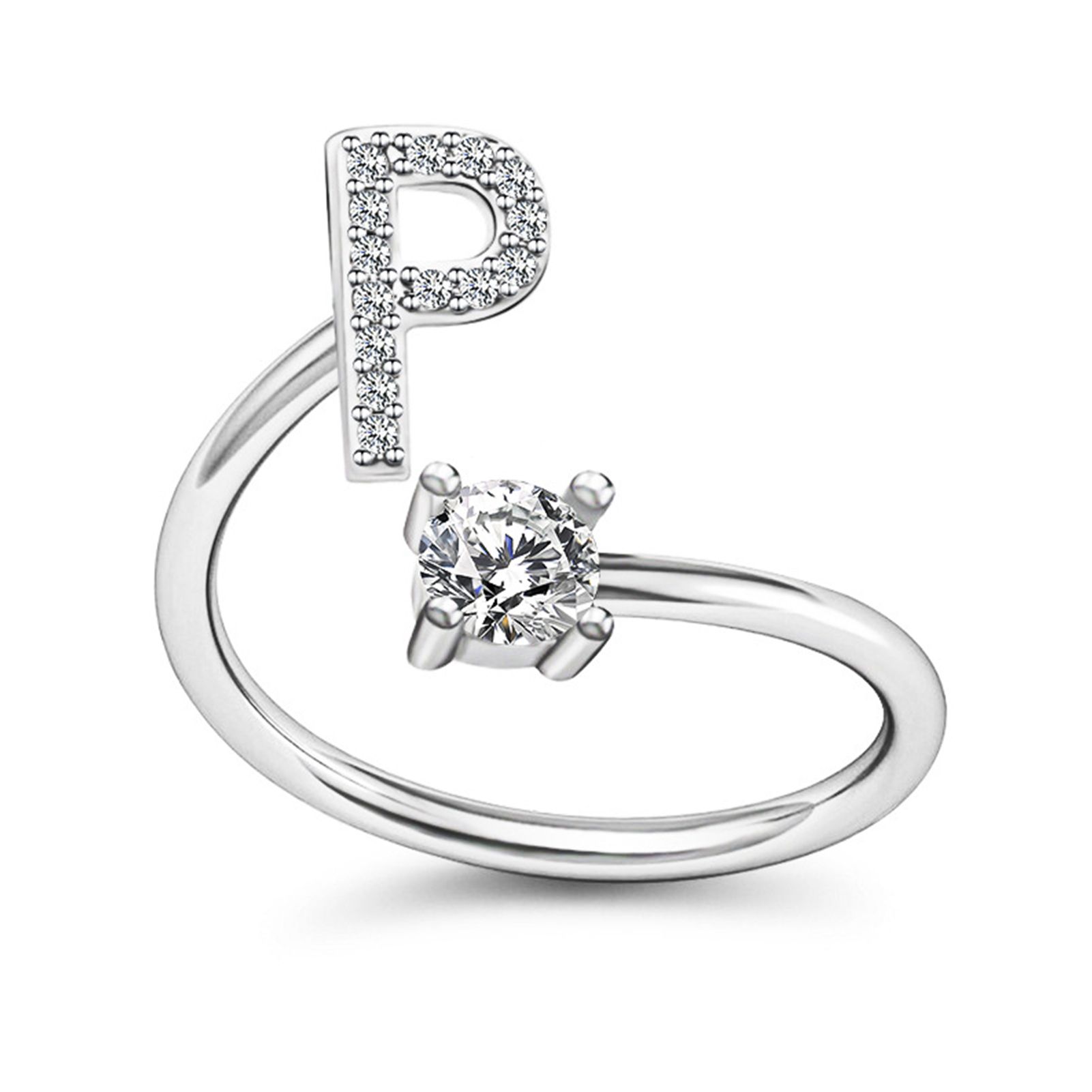 Adjustable A to Alphabet Open Ring Couple Wedding Band Jewelry Accessory