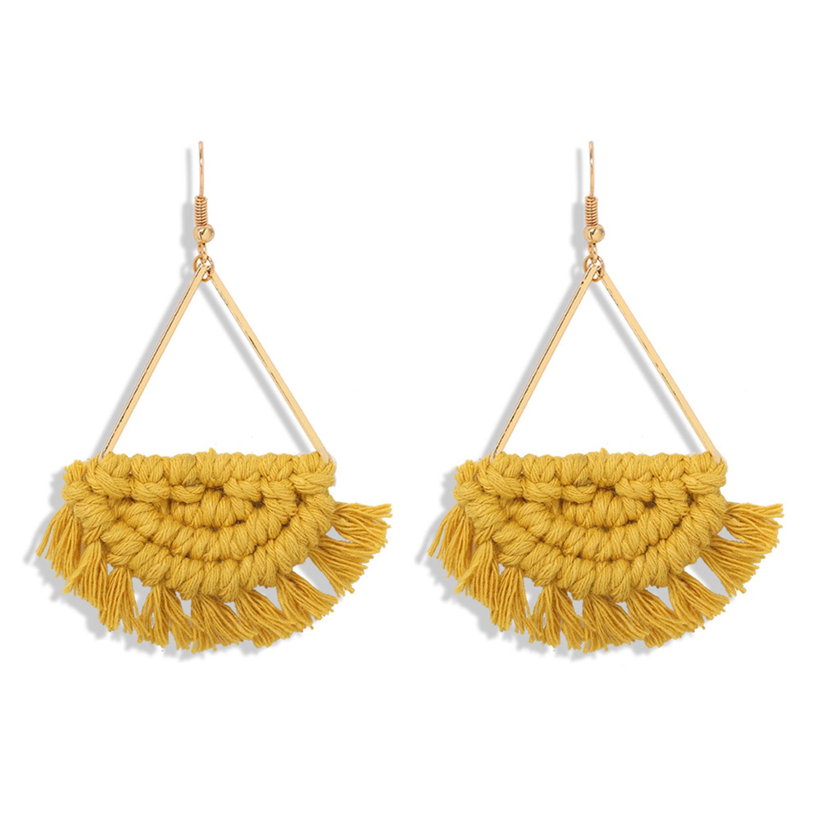 Dangle Earrings Weave Women Creative Semicircle Tassel Hook Earrings
