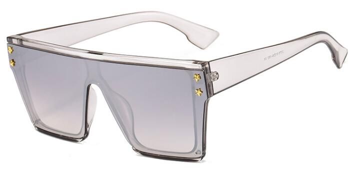 mirror silver lensStar Black Sunglasses Designer Brand Luxury Women 2020 Trendy Square Flat Top Sunglasses Female Shades Lunette Soleil Zonnebril