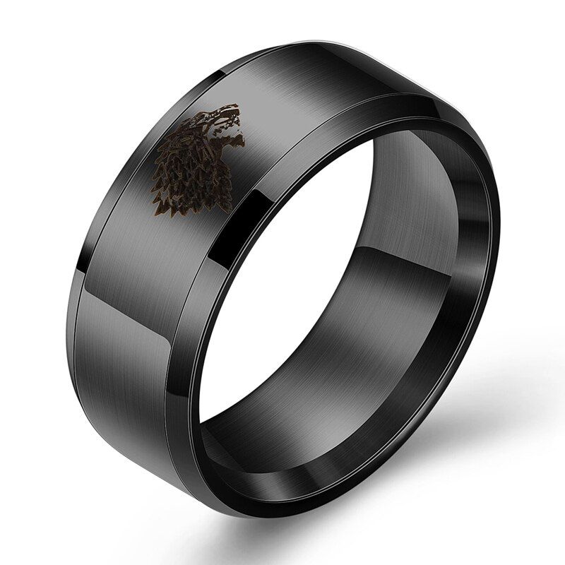 Fashion Cool Punk Film Ice Wolf Head Engraved Party Gift Ring High Quality Stainless Steel Jewelry With Pattern Women/Man Rings
