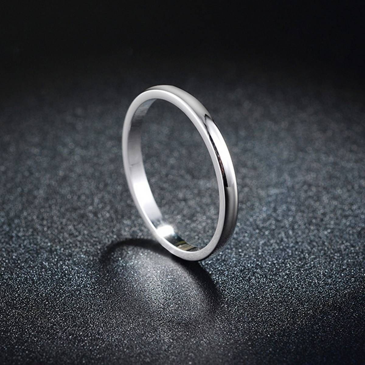 Minimalist Domed Polished Women Wedding Engagement Band Finger Ring Jewelry Gift
