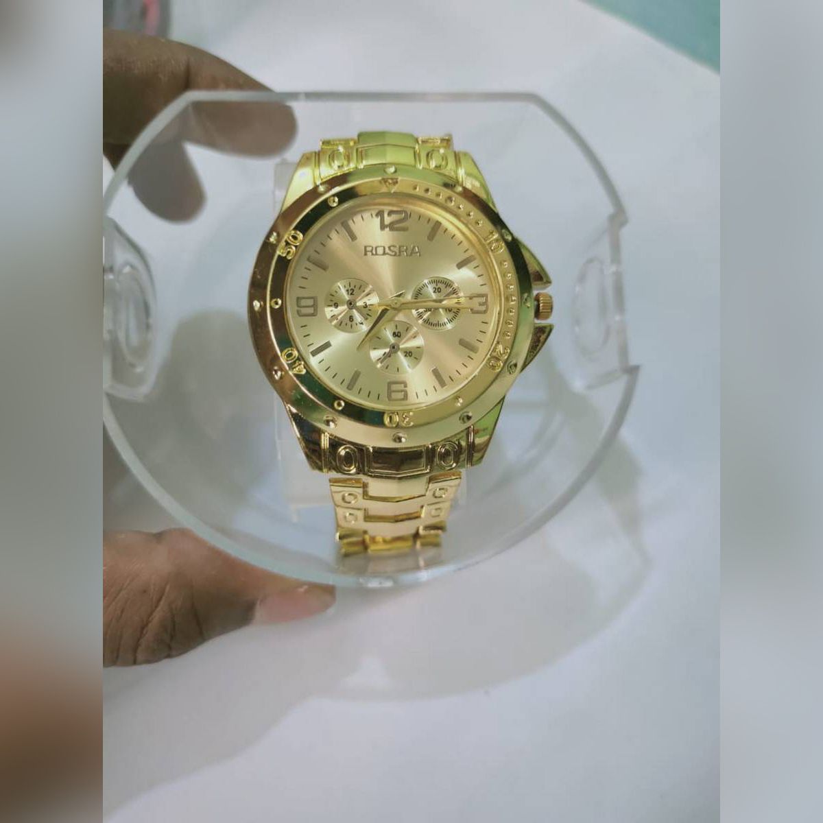 Stainless Steel Analog Watch for Man( Golden)with free box