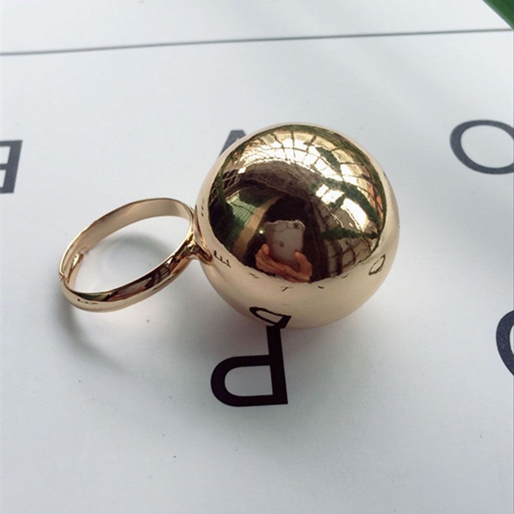 Stylish Fashionable Large Metal Ball Ring Adjustable Opening Fashion Jewelry Lovely Personality Female Rings