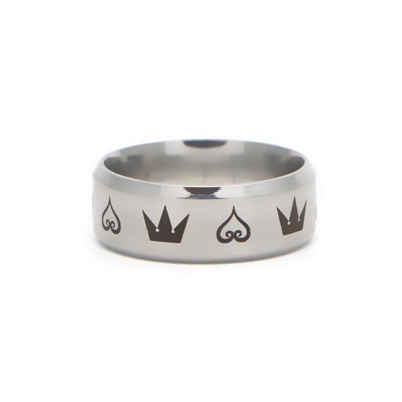 P1985 Dongmanli The Kingdom Hearts Crowns Design 8MM Matte Center Black Step Men's Ring Dropshipping