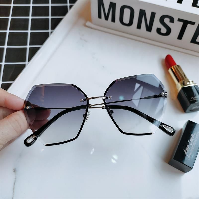 gray orange2020 Fashion Rimless Sunglasses For Women Unique Lens designer High Quality Sun glasses Female Metal Gradient Shades UV400