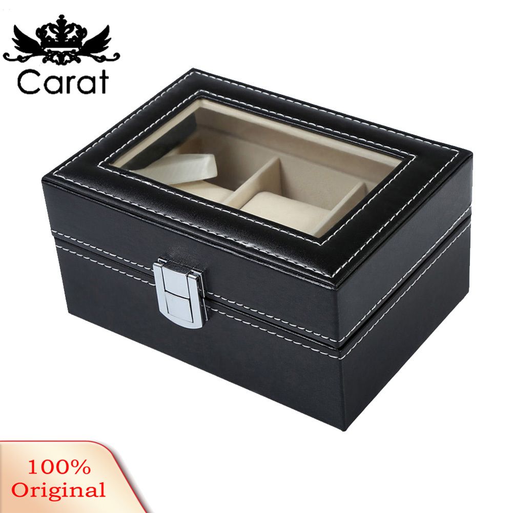 Faux Leather 3 Slots Watches Brelet Display Holder Storage Box Case Organizer