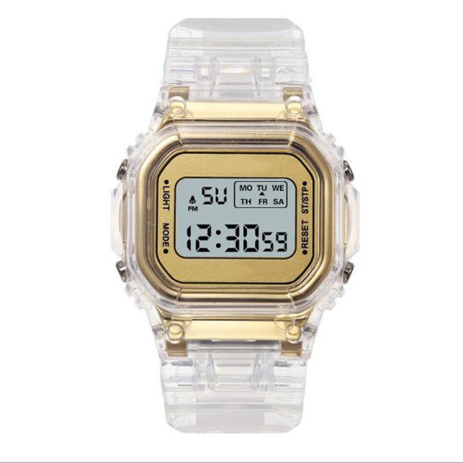 Fashion Electronic Watches Transparent Digital Waterproof Sports Chronograph