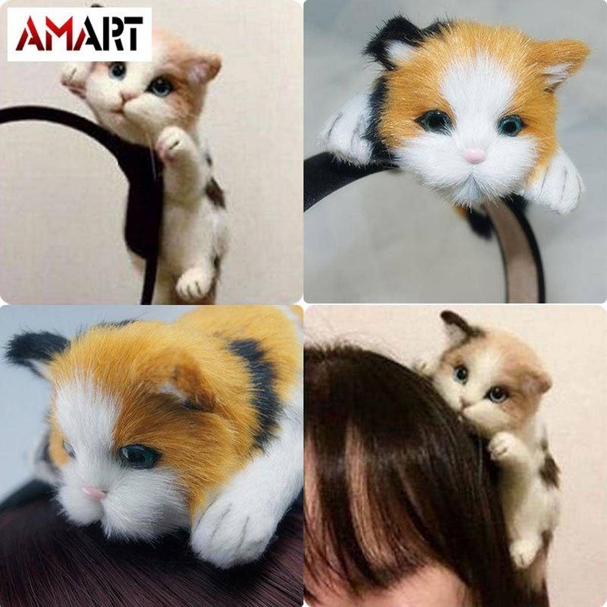 Fashion Korean Women Hair Hoop Simulated Cat Hairband Handmade Ladies Girls Party Headwear Hairs Accessories