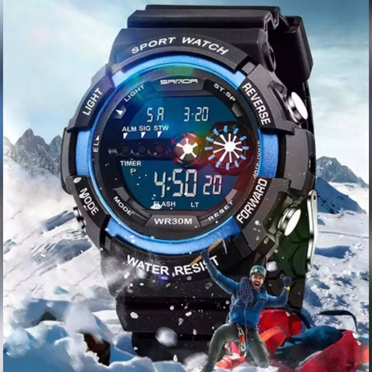 【BestGO】Fashion Big Dial Colorful Screen LED Digital Student Sport Watch Multifunction Waterproof Watch - intl