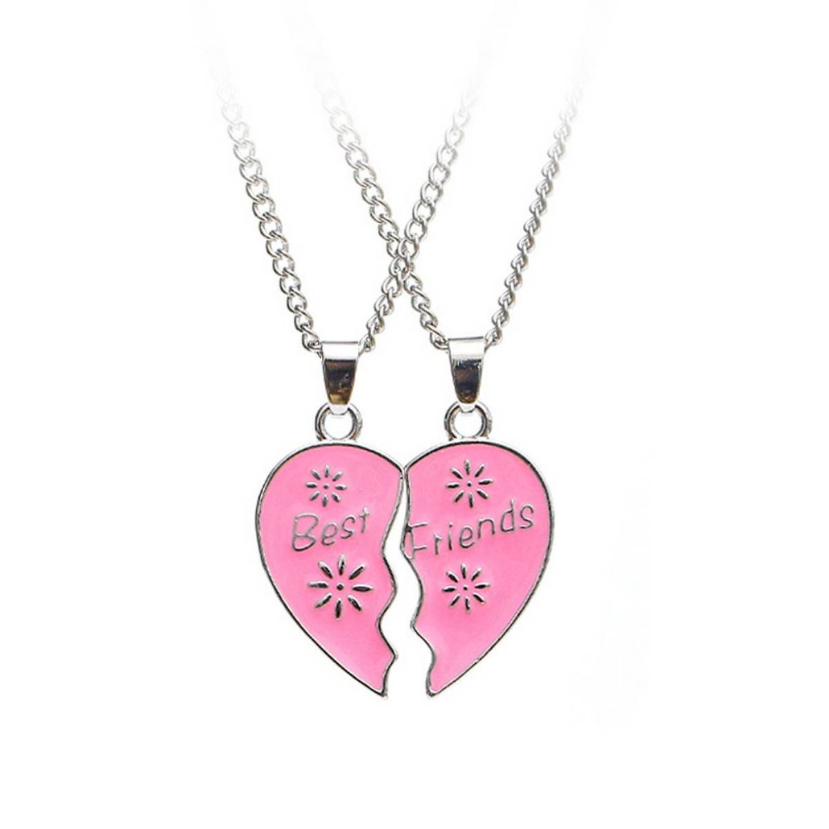 2Pcs Chic Best Friend Heart Women Necklace Charm Jewelry Gift