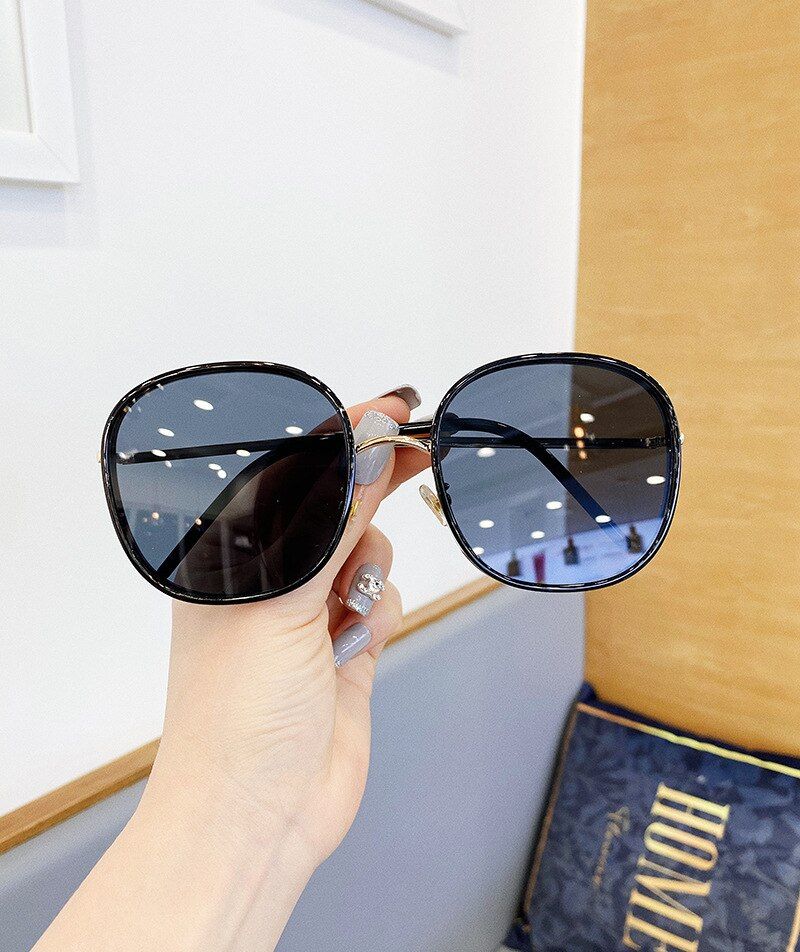 color 1VWKTUUN Sunglasses Women 2020 Round Shades UV400 Sunglasses Driving Driver Points Oversized Sun glasses Big Points Woman Eyewear