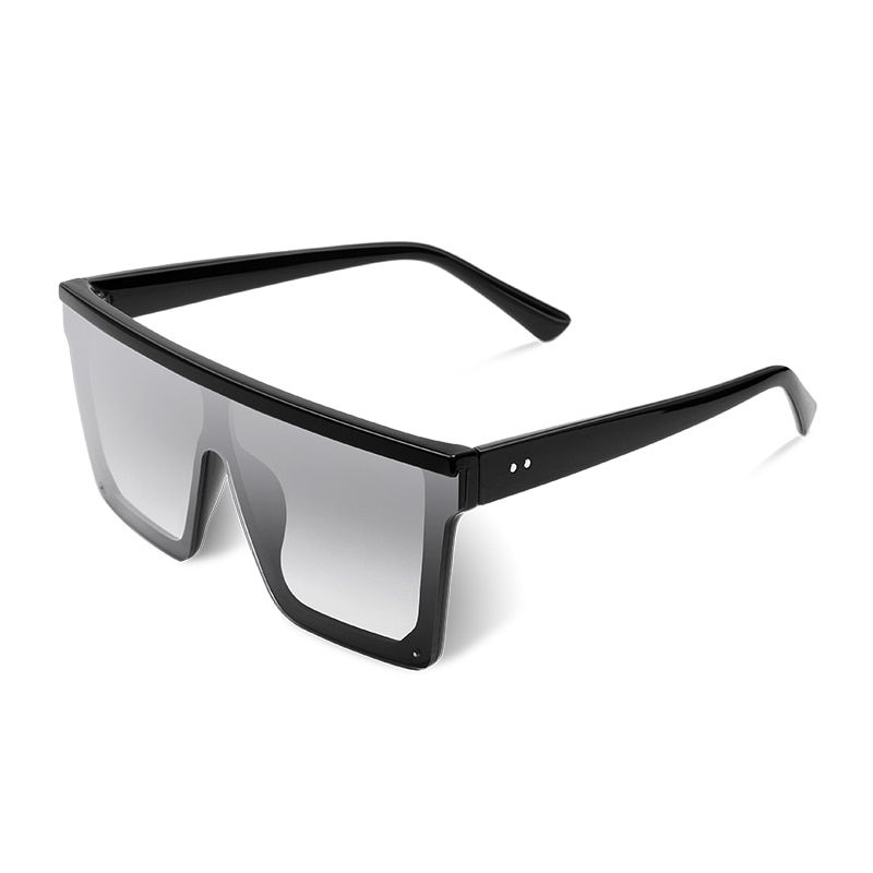 JZU Oversized Sunglasses Women Fashion Mirror vintage Sun Glasses Big Frame Windproof Shades Men Flat Top Driving Goggles UV400