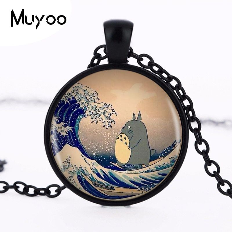 My Neighbor Totoro Logo Pendant Necklace Animated Cartoon Round Chain Necklace Vintage Pendant Necklace Women Jewelry MN5 HZ1