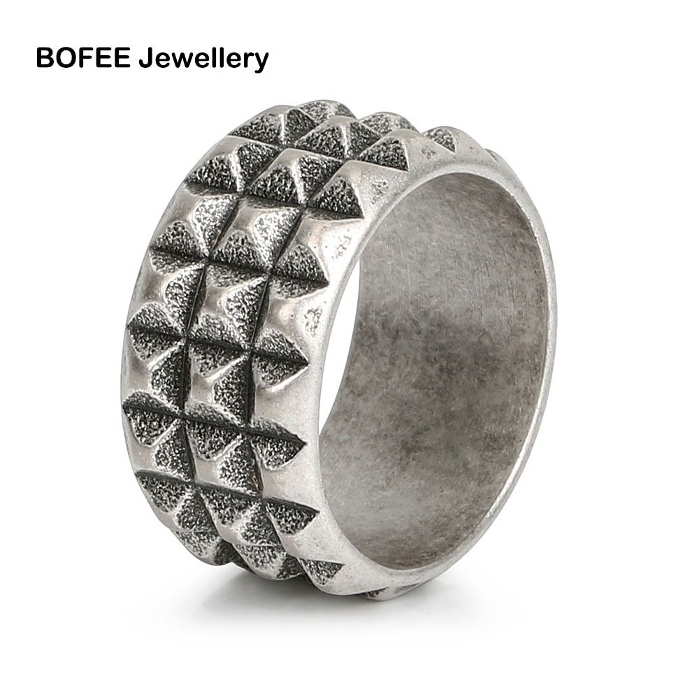 BOFEE Gothic Men Ring Vintage Biker Finger Punk Rings Retro Stainless Steel Male Masonic Anillo Hombre Fashion Jewelry Women Men