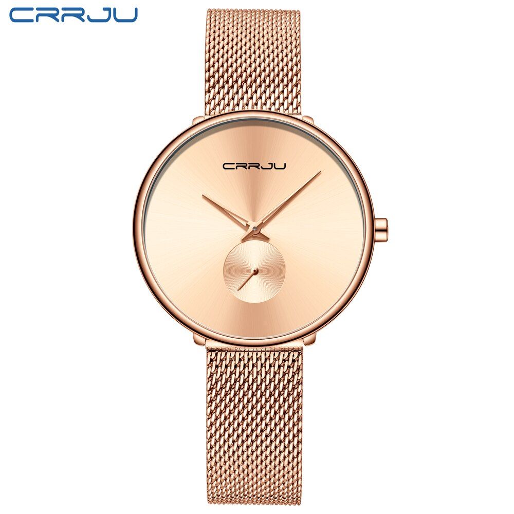 Watches for Women CRRJU Stylish Ultra Thin Women Watch Ladies Gift Dress Wristwatch Silver Waterproof Quartz Watch montre femme