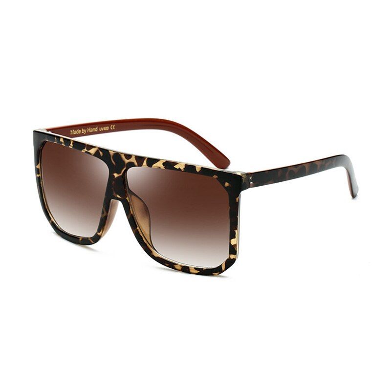 Leopard Red TeaSHAUNA Fashion Oversize Women Square Sunglasses Brand Designer Classic Summer Style Double Colors Flat Top Frame Eyewear