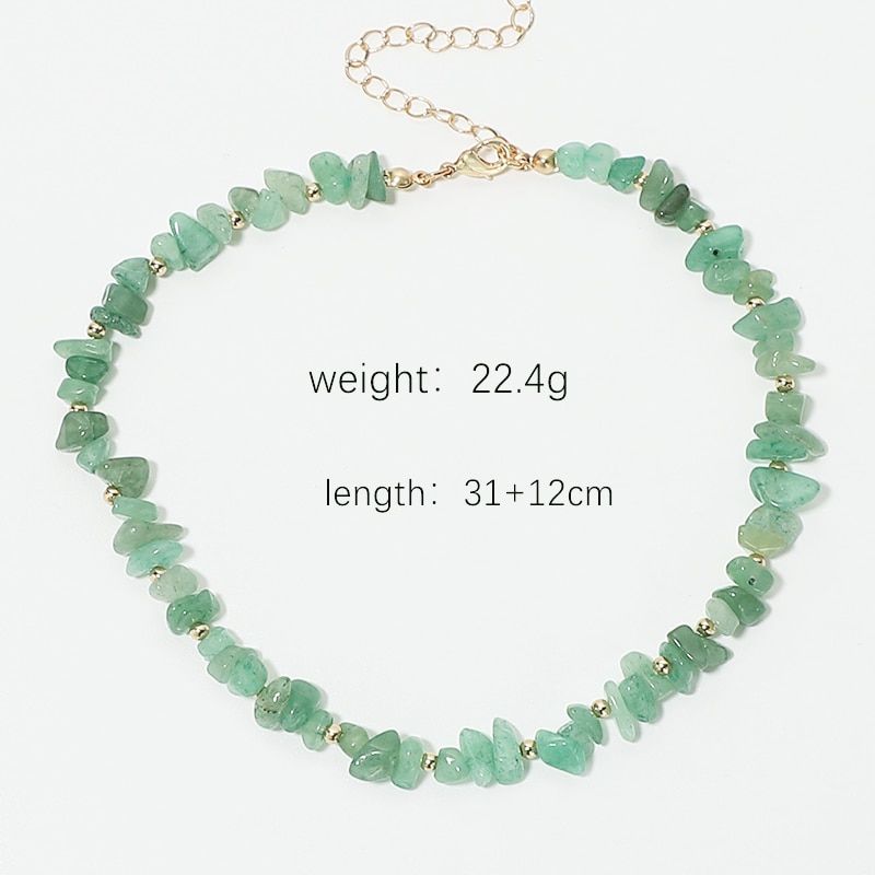KOMi Bohemia Colorful Beads Gravel Turquoises Natural Semi-precious Stones Choker for Women Fashion Trendy Necklace Jewelry