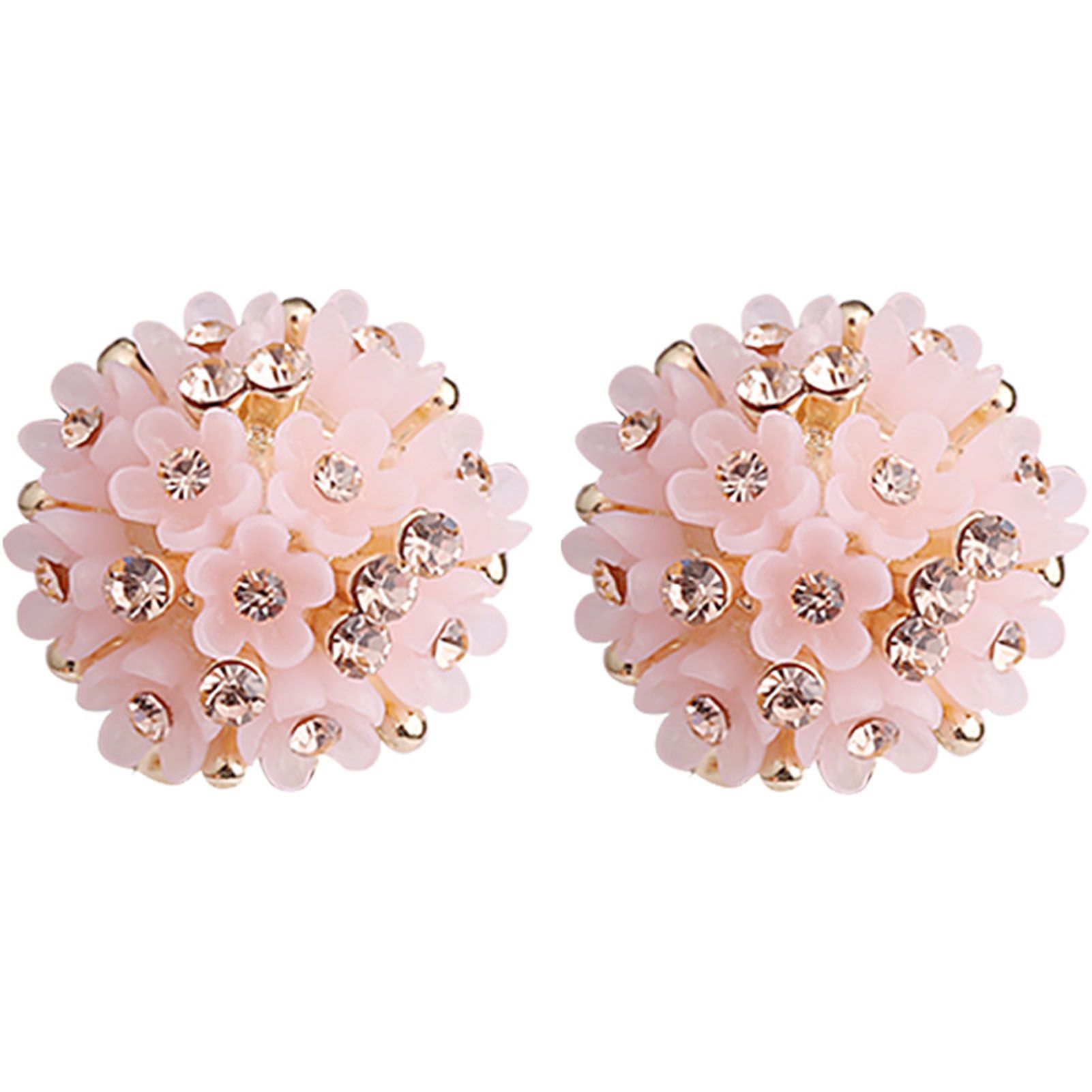 Women Earrings Exquisite Rounded Corners Flower Ball Earrings