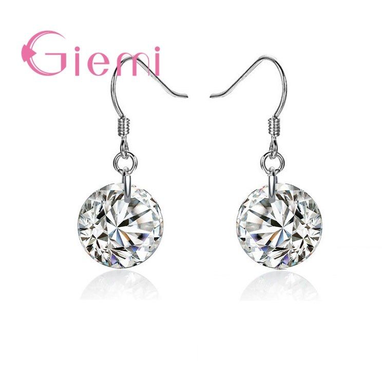 Hot Quality Jewelry Pure 925 Sterling Silver Women Accessories Zirconia CZ 4 Claws Stud Earrings 8 Colors