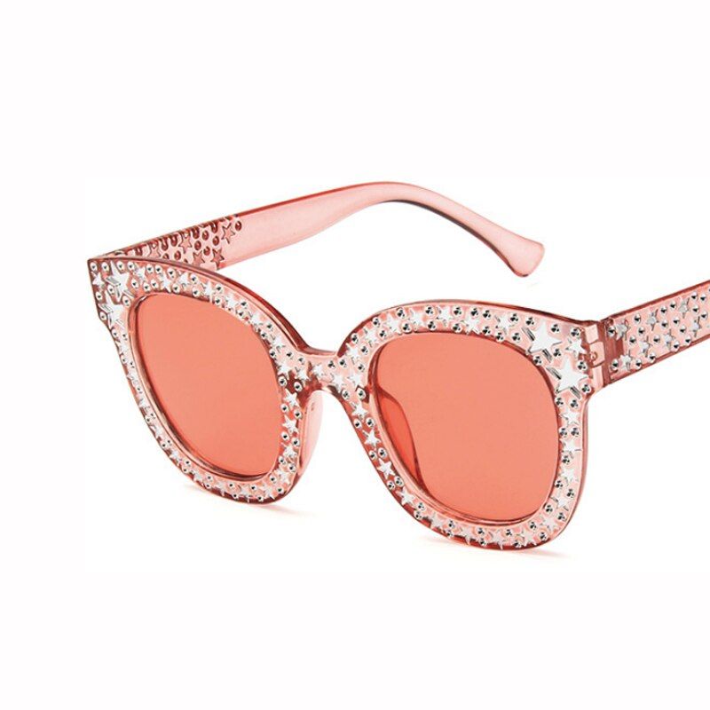c6pinkHAPTRON Dazzle Black Gray Women Sunglasses Vintage Cat Eye Sun glasses Star Sunglasses Fashion Mirror Shades