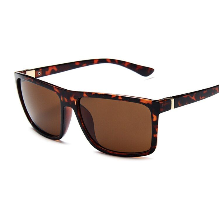 Leopard BrownBrand Vintage Style Sunglasses Men Classic Male Square Glasses Driving Travel Eyewear Unisex Lunette De Soleil Homme UV400