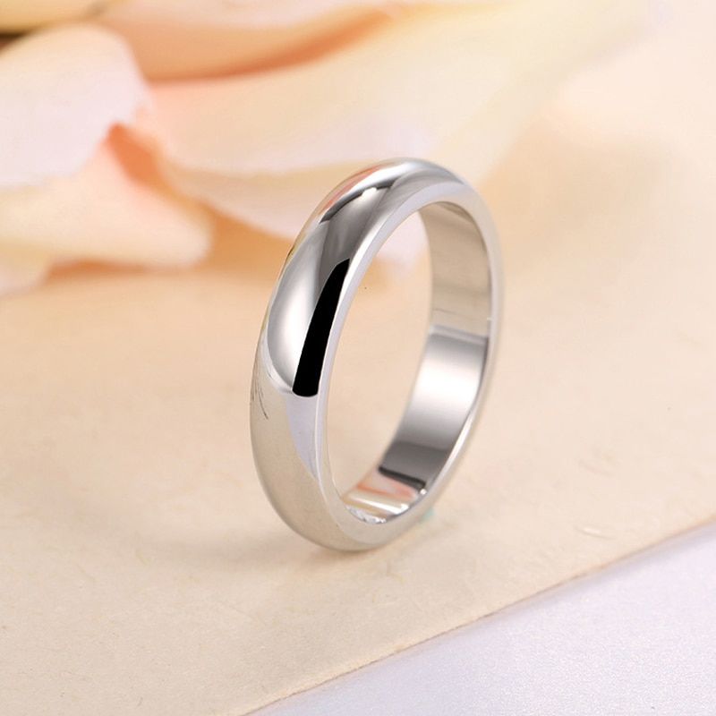 ZMZY Simple Smooth Stainless Steel Rings Engagement Couples Ring Fashion Jewelry Womens Accessories Anillos Gift Femme 4MM