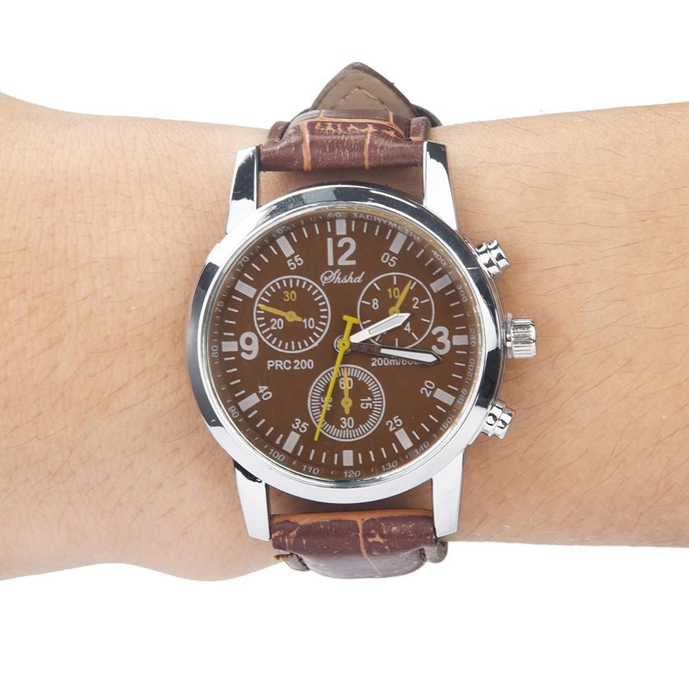 Blue-ray glass neutral quartz simulates wrist epidermal Leather Strap watch