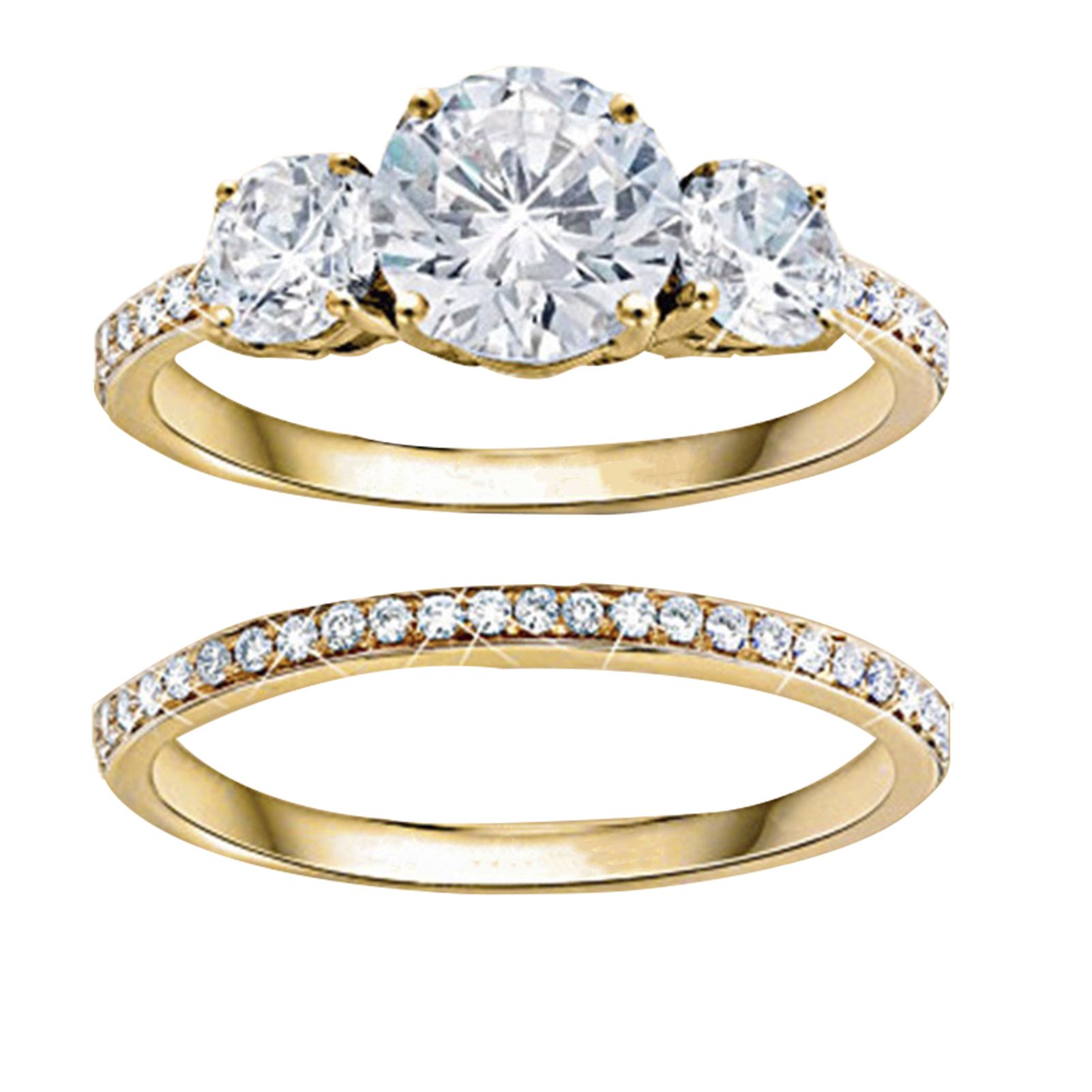 2Pcs Ring Creative Valentine Gift Alloy Women Cubic Zircon Inlaid Ring for Wedding