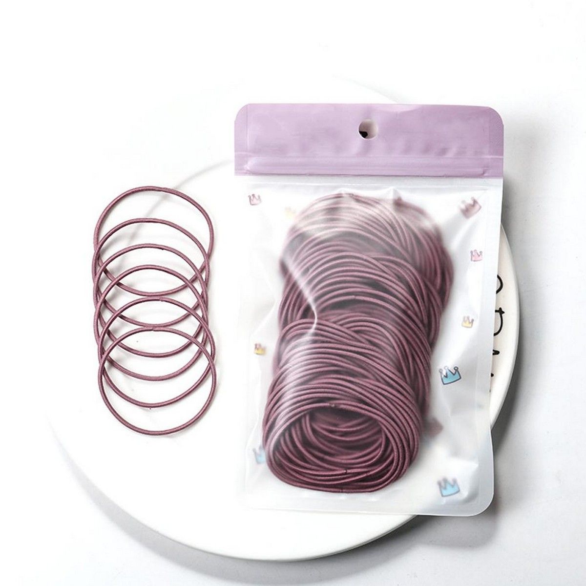 100Pcs Fashion Women Solid Color Ring Rope Elastic Ponytail Holder