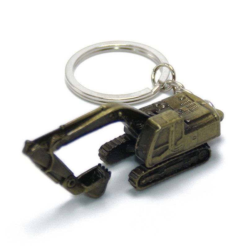 Alloy 3D Three-dimensional Excavator Keychain Pendant Car Accessory Gift