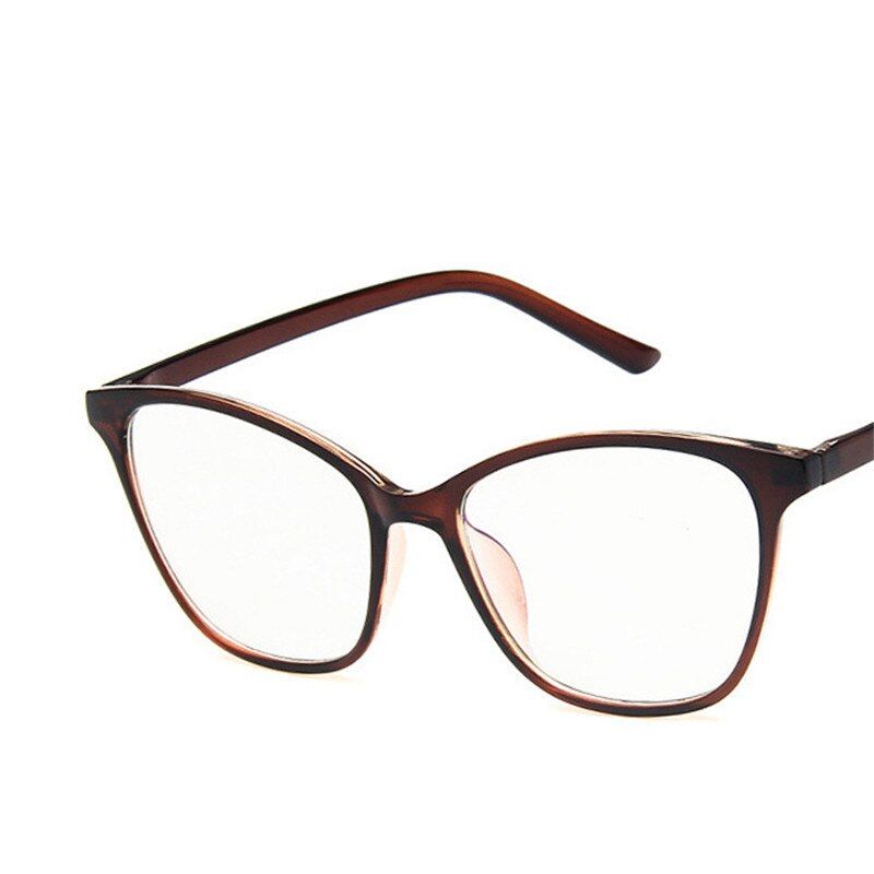 Tea-TRBROVO Luxury Cateye Sunglasses Women Vintage Sun Glasses For Women Transparent Sunglasses Women Fashion Oculos De Sol Feminino