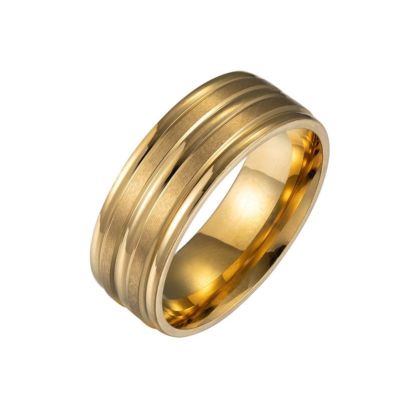 Men's wedding ring BASIC black pure 8MM stainless steel matte brushed ring, Christmas gift