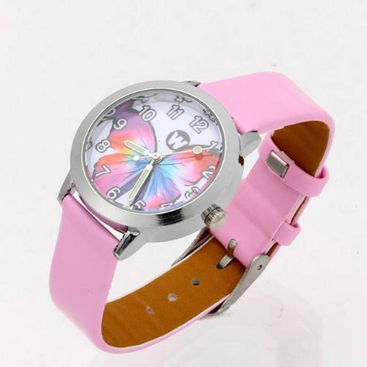 Butterfly Cartoon Watch Kids Children Wrist Watches Girl PU Leather Strap Students Quartz Watch Clock Cute Montre Enfant gifts