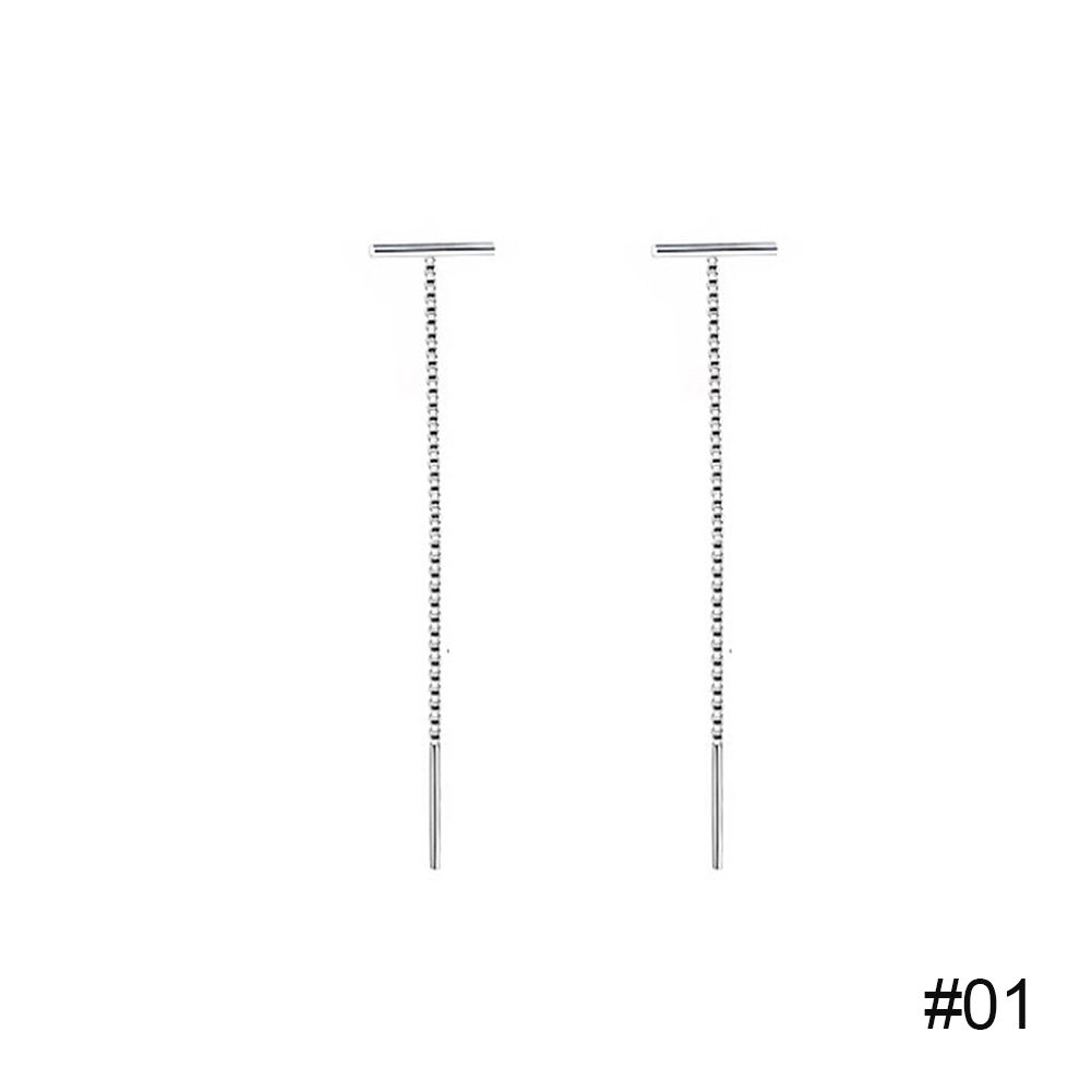 Cool Style Simple T-shaped Tassel Long Ear Chain Earrings Jewelry Gift For Women Girls