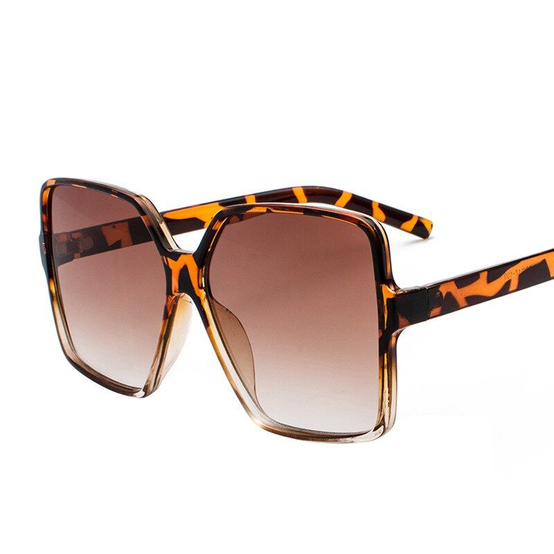 Leopard Double TeaYoovos Square Sunglasses Women 2019 Luxury Oversized Brand Design Sunglasses Men Retro Mirror Vintage Oculos De Sol Feminino