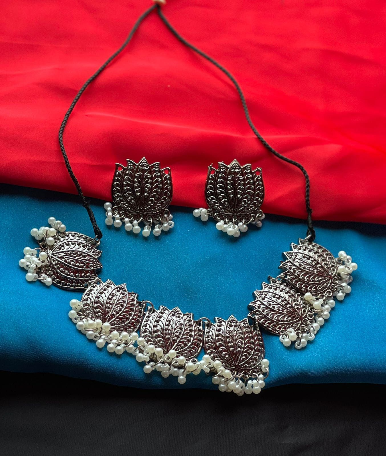 New Beautiful German Silver necklace set for women - Necklace For Girls