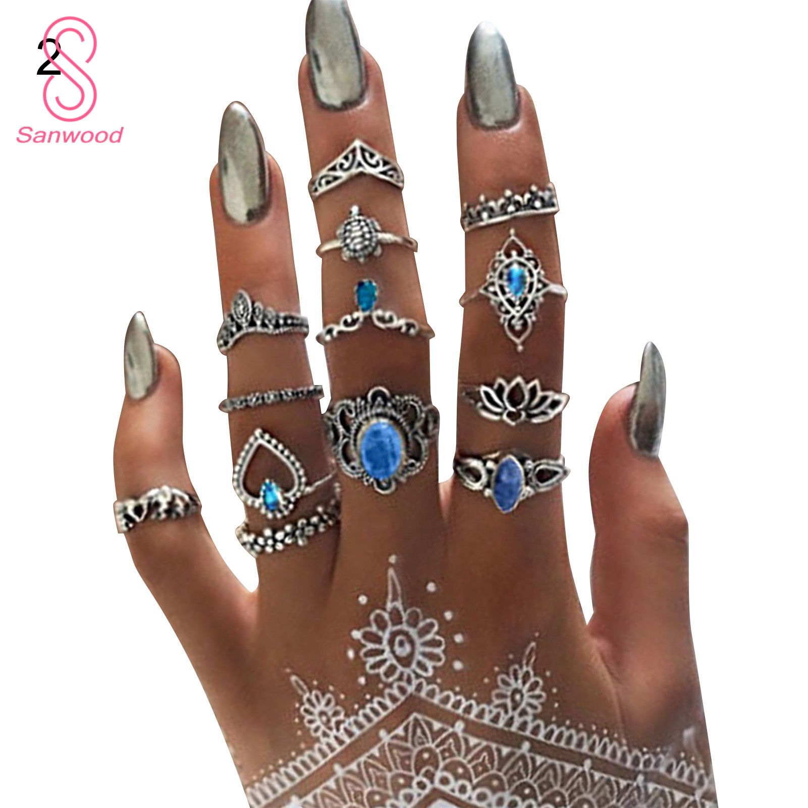 Finger Ba Palm Shape Boho Vintage Leaves Knuckle gs