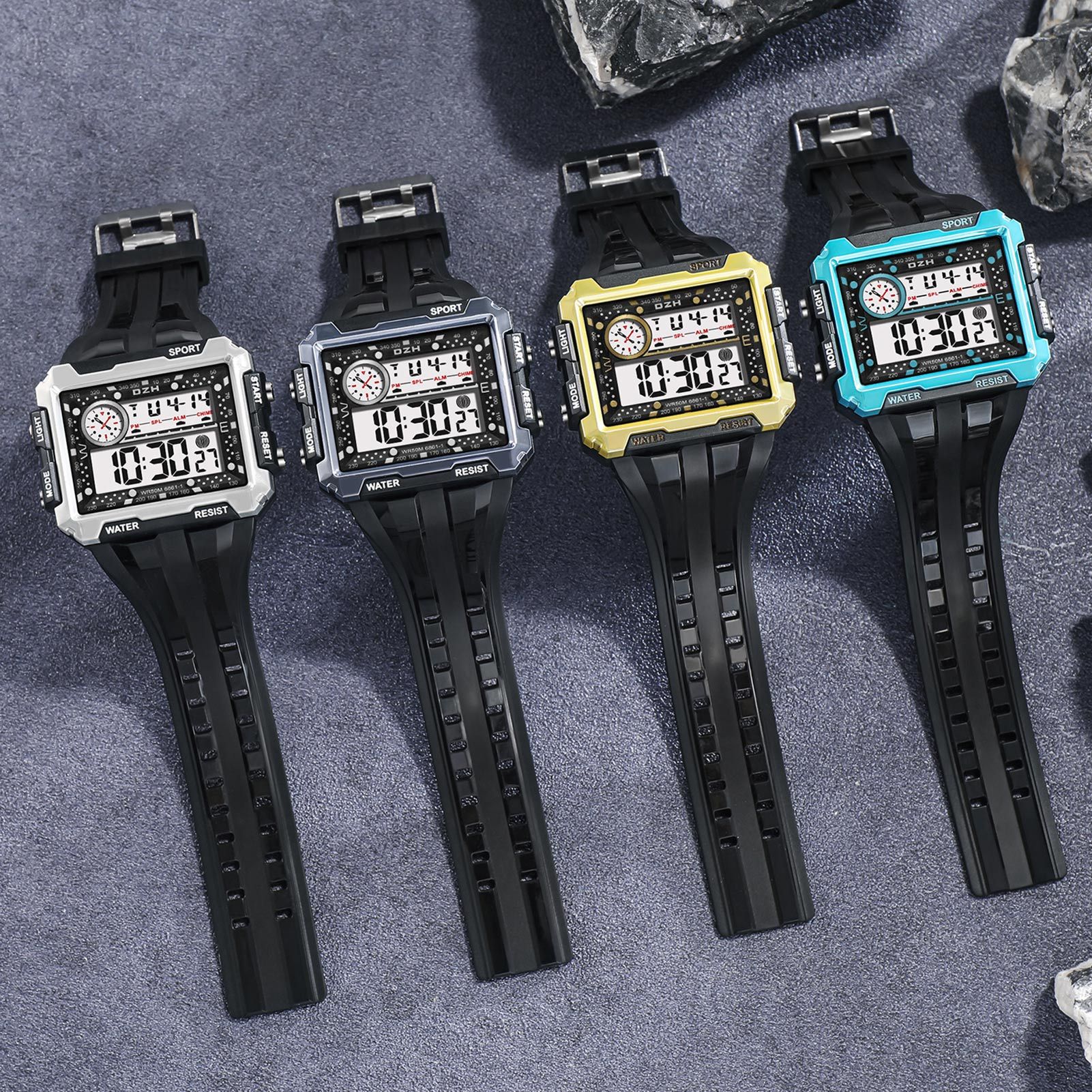 Sports Watch Large Dial 12/24 Hours Switch WR50M Waterproof Men Sports Digital Wristwatch for Outdoor