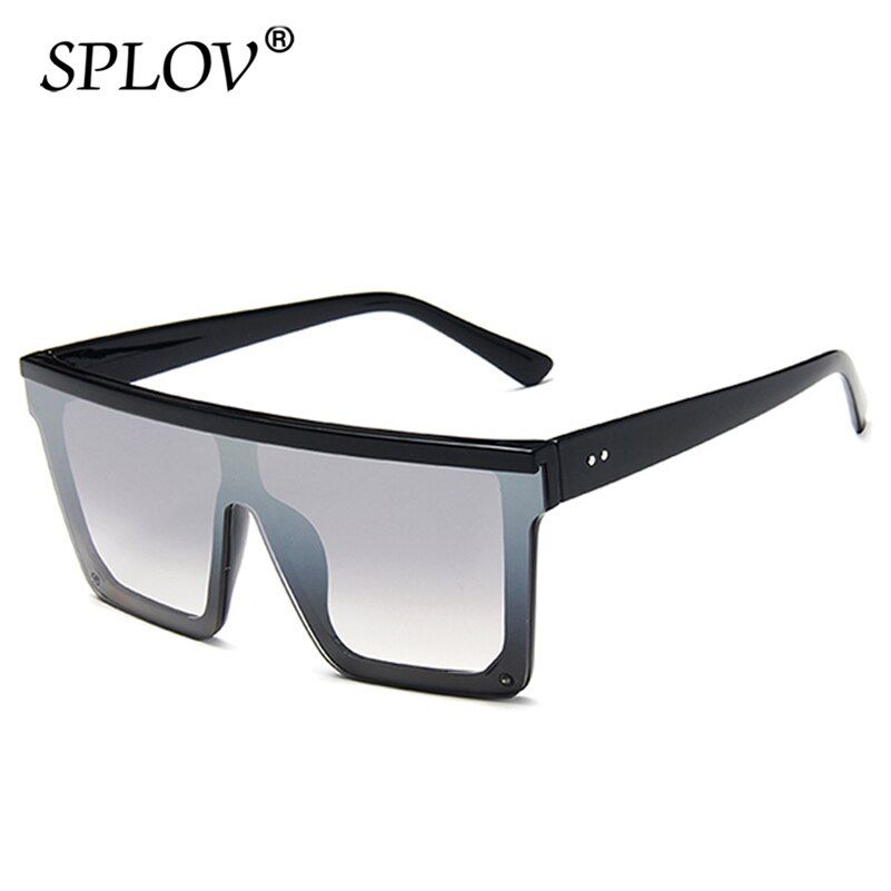 Black DoubleMercuryNew Oversized Women Sunglasses Men Big Frame Rectangle Flat Sun Glasses Male Female Vintage Shades Classic Eyewear UV400
