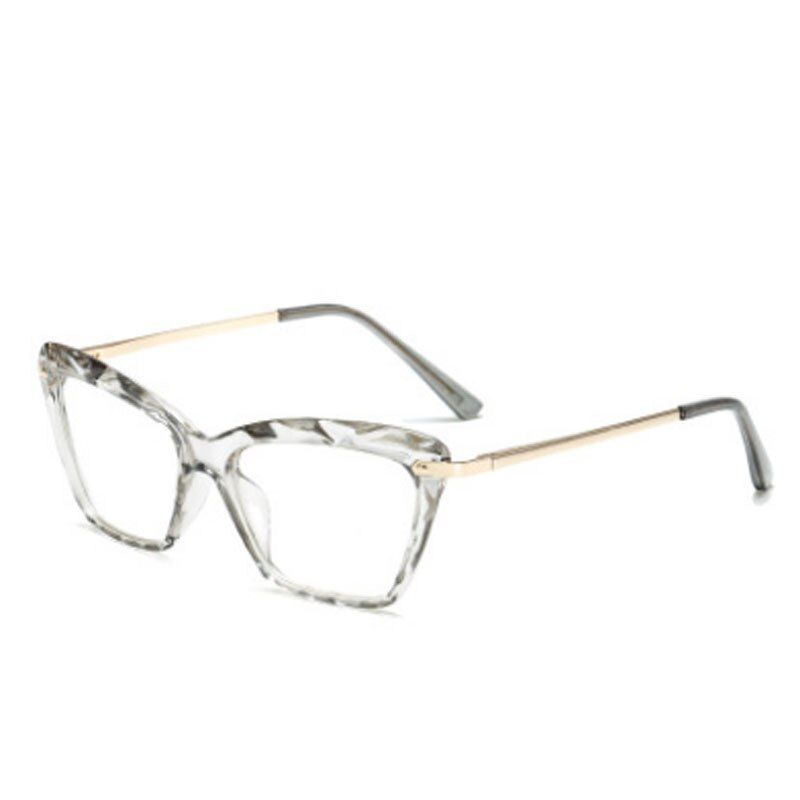 metal grayVintage Red Cat Eye Anti-blue Sunglasses Metal Frames Anti-Radiation Eyewear Optical Computer Spectacle Crystal Faceted Glasses