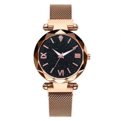 Fashion Women Watch Starry Mesh Band Magnetic Buckle Roman Numeral Analog Quartz Wrist Watch Gift Elegant Lady zegarek damski