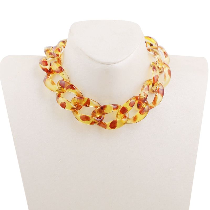 Fashion Acrylic Leopard Chain Necklace Bohemian Chunky Choker Necklace for Women Accessories C