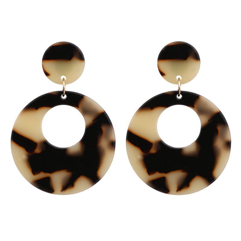 2019 New Big Circle Fashion Acrylic Resin C Dangle Earrings For Women Lover Round Za Tortoiseshell Earring Acetate Brincos