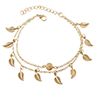 Double Layer Leaves Charm Anklet Foot Chain Summer Women Sandal Ankle Brelet