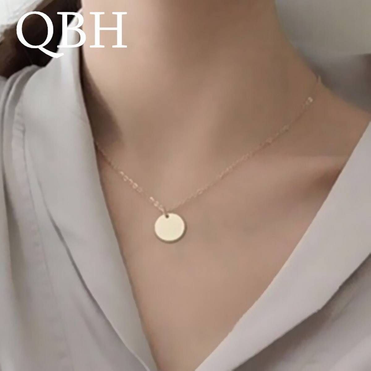 NK1081 New Minimalist Fashion Round Coin Pendant Necklaces Women Jewelry Dainty Chain Clavicle Collares Bijoux Mujer Girl Gift